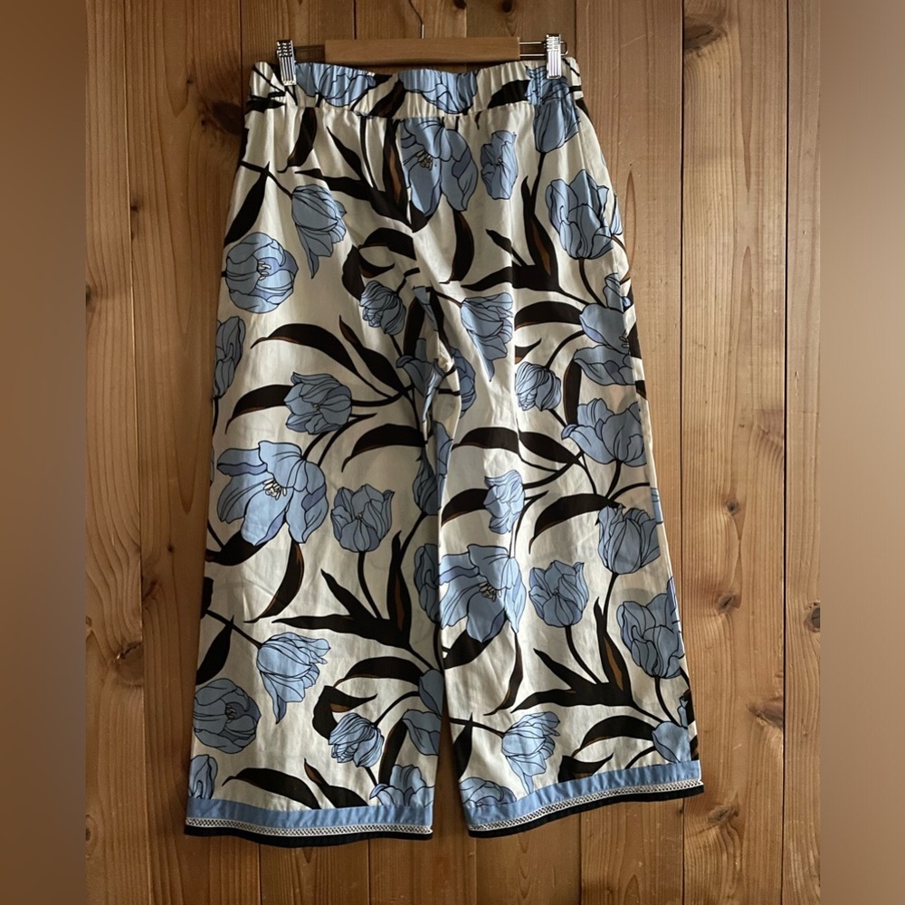 SEVENTY wide leg cotton print crop pant 46 - Picture 5 of 7